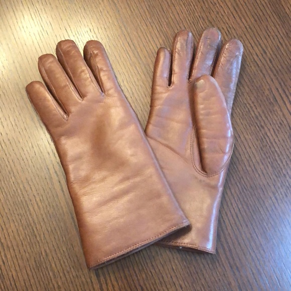 Coach Leather and Shearling Gloves Tan Medium